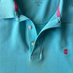 Izod Men's Aqua Polo with Pink Accent